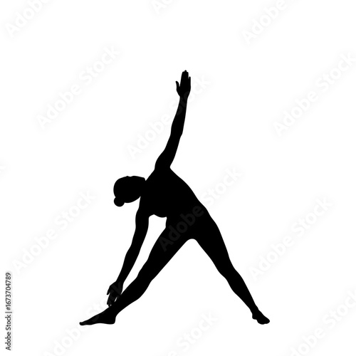 Dynamic Yoga Pose, Female Athlete, Studio, Illustration, Minimalist Background, Side View, Fitness and Flexibility