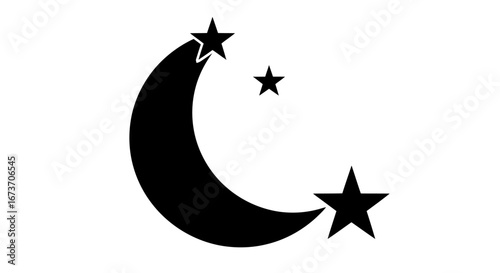Crescent Moon and Stars - Simple Celestial Design.