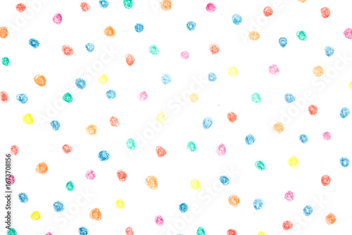 Multicoloured children's pencil crayon spotty polka dots background