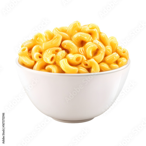 A bowl of creamy macaroni and cheese a comforting classic sits ready to be enjoyed A cheesy delight in a white bowl