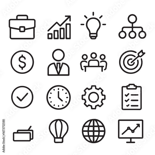business icon pack black and white
