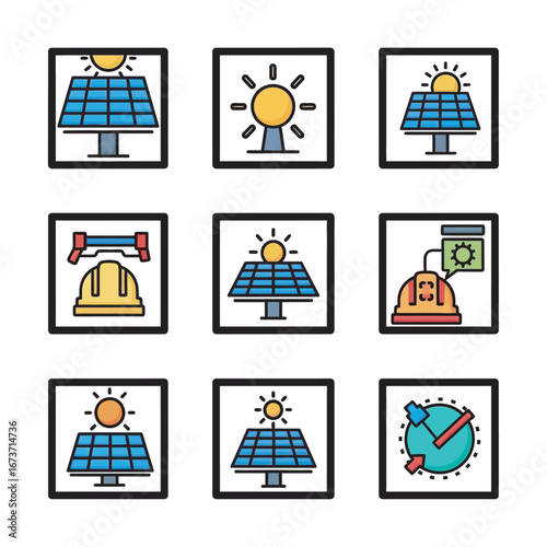 Solar panels collect sunlight energy for clean power generation