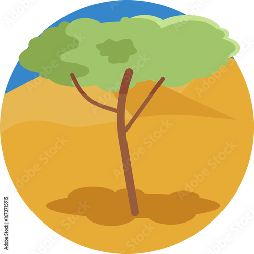Desert tree symbol representing sparse vegetation adapted to arid climates.