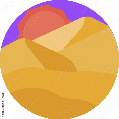 A vast, sandy landscape with dunes under a clear sky.
