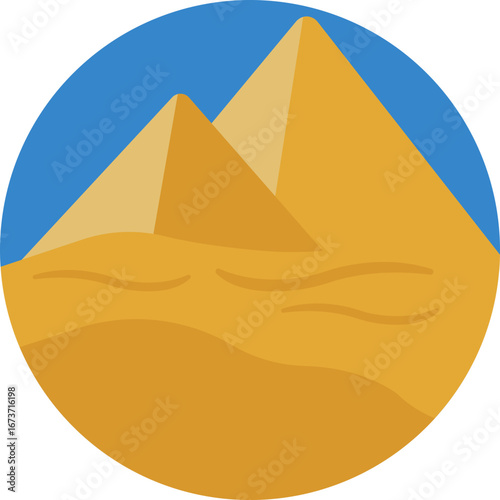 Ancient monumental pyramid surrounded by desert landscape.