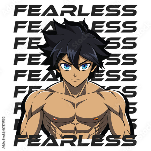 Fearless Anime Boy, Action-Packed Character Art