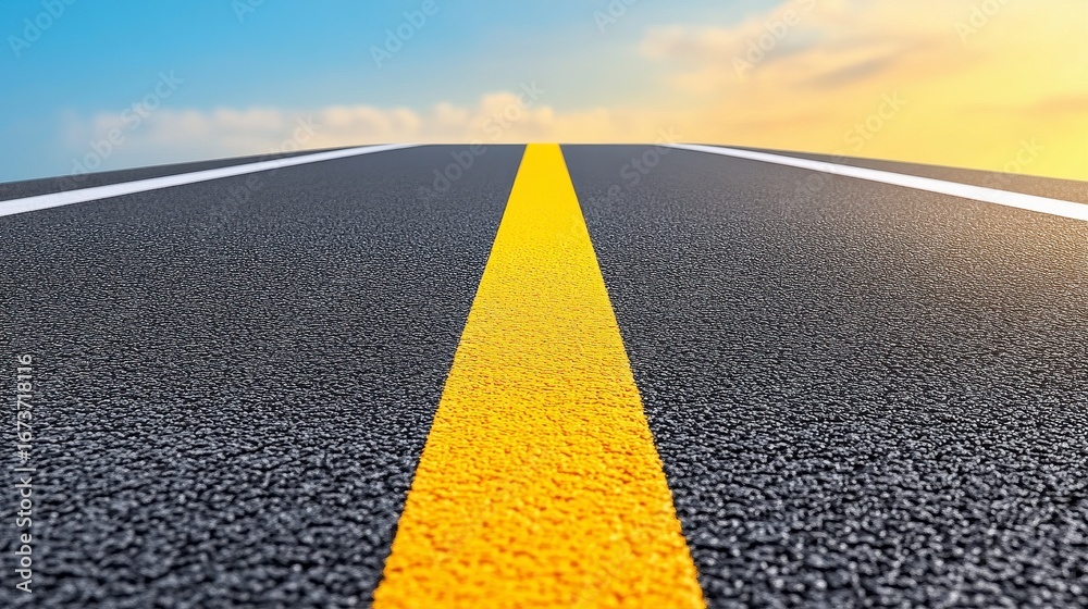 Fototapeta premium Asphalt Road Leading to a Sunset Sky