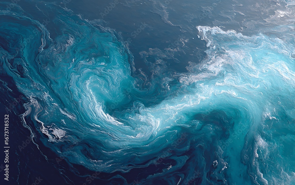 Fototapeta premium Dynamic abstract high-resolution image of a blue ocean wave capturing fluid motion and energy