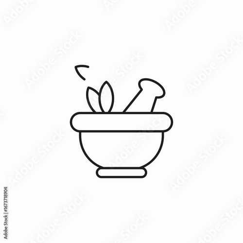 mortar pestle herbs icon sign vector