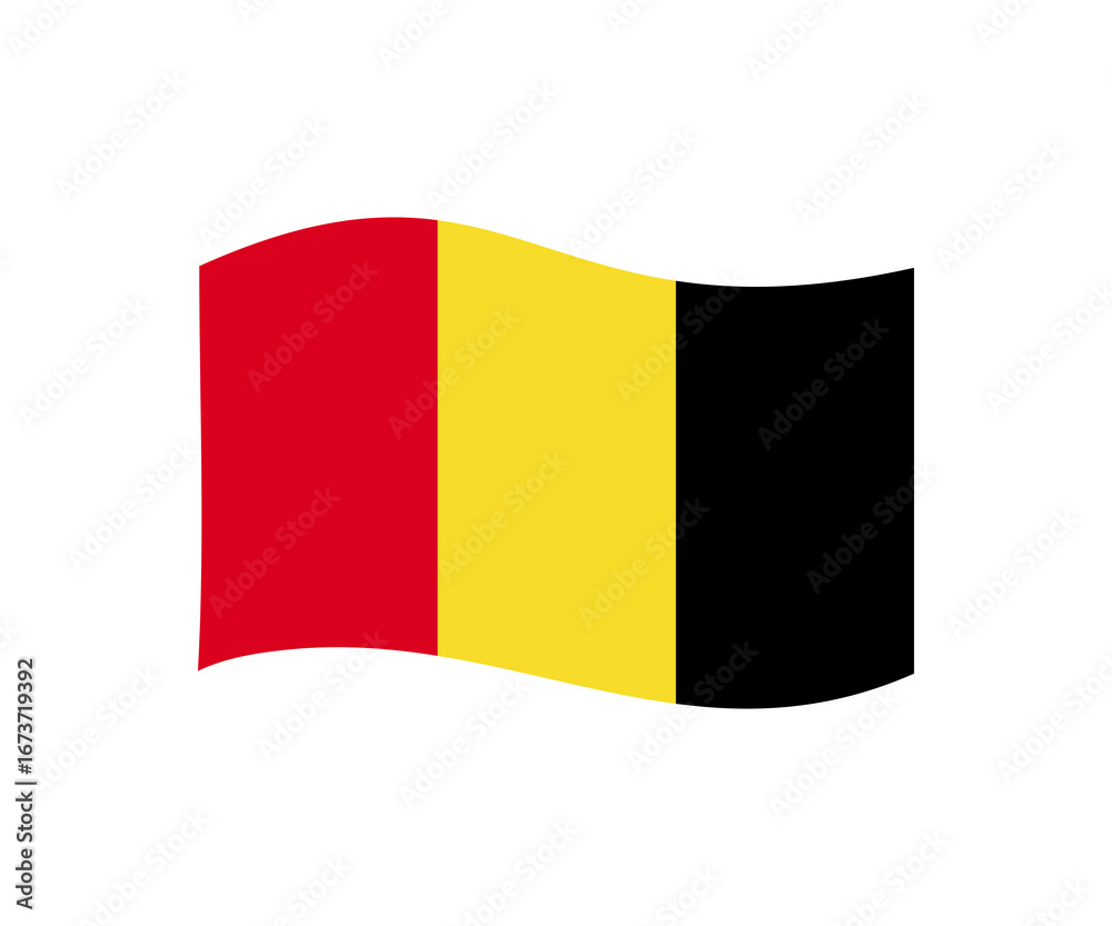 Fototapeta premium Belgium waving flag illustration on transparent background.