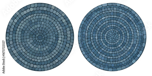 Ancient greece style mosaic mandala. Interweaving mosaic decorative element. Decorative antique stone ornament.