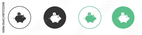 Piggy bank icon for design and web.