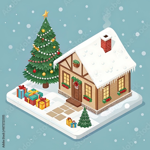 christmas card with house
