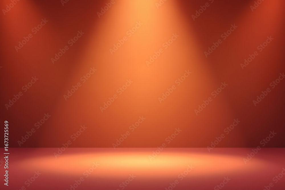 Naklejka premium Illuminated Stage A Spotlight's Embrace on an Empty Platform a Canvas of Warmth and Shadow Beckoning Performance