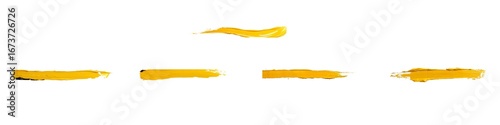 Set of yellow paint stroke isolated on transparent background