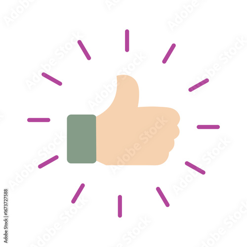 Thumbs up icon vector illustration,Like button and approval gesture in flat design
