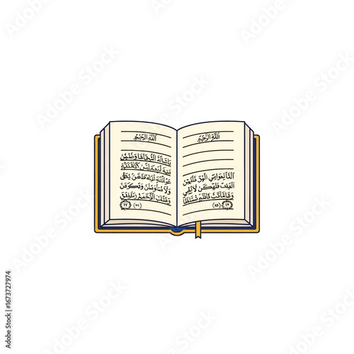 Open Quran Book with Arabic Script