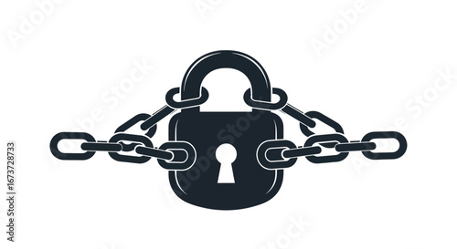 Black Padlock with Chains, Symbolizing Security and Protection.