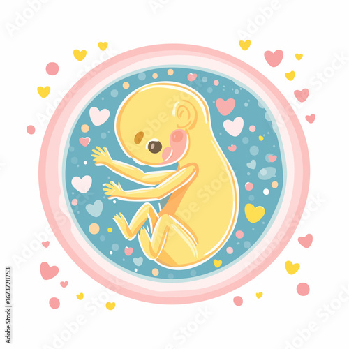 Adorable Fetal Development Illustration Cute Embryo in Pastel Colors