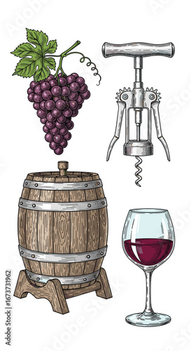Vintage collection of wine accessories celebrating the art of winemaking and enjoyment