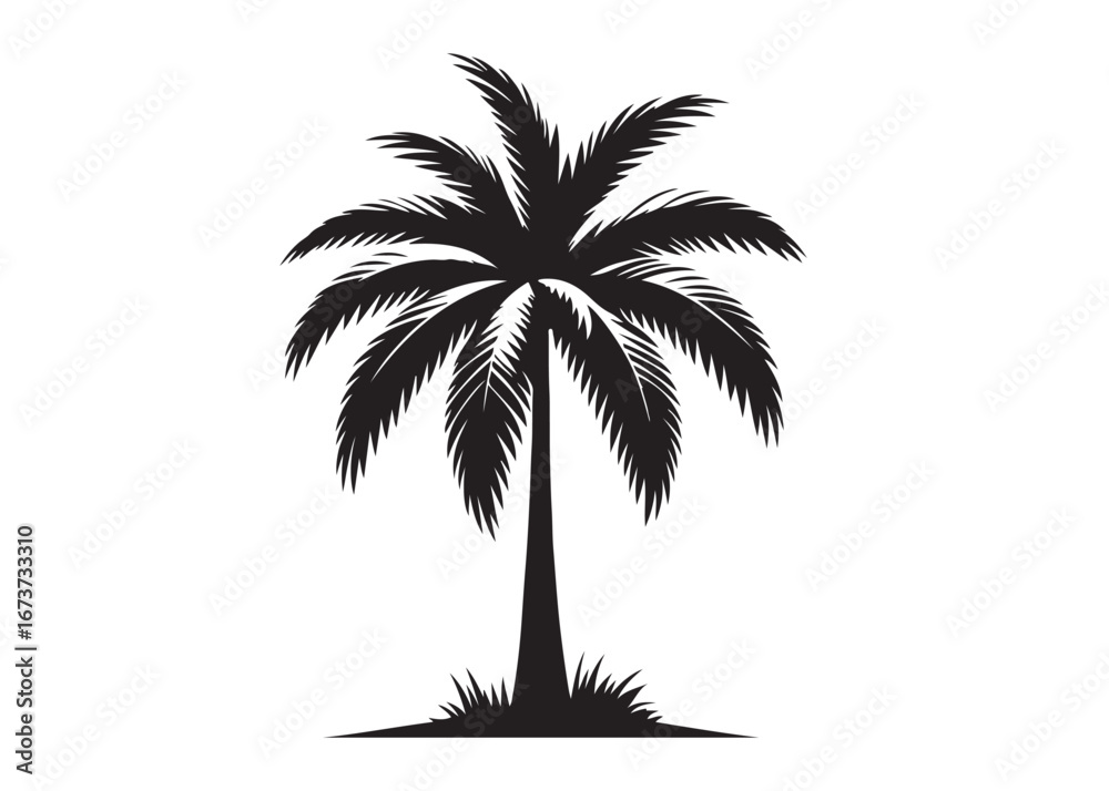 Fototapeta premium coconut tree logo silhouette vector, tropical palm tree silhouette vector logo design, palm tree summer logo vector illustration, palm tree summer logo silhouettes vector on white background