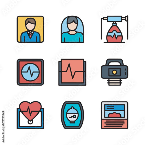 Medical icons portray various healthcare topics digitally