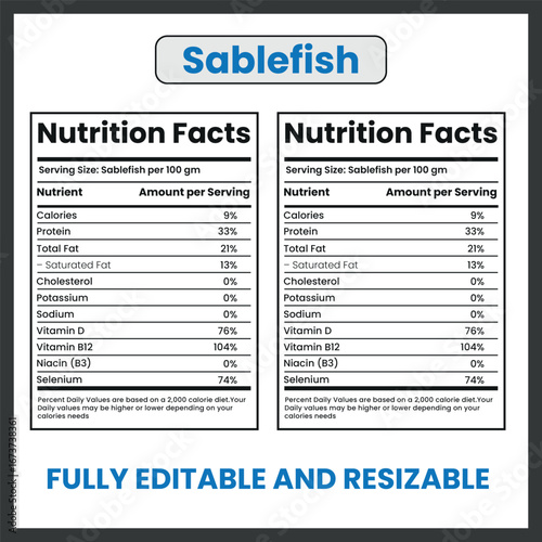Sablefish Black Cod Vector Drawing