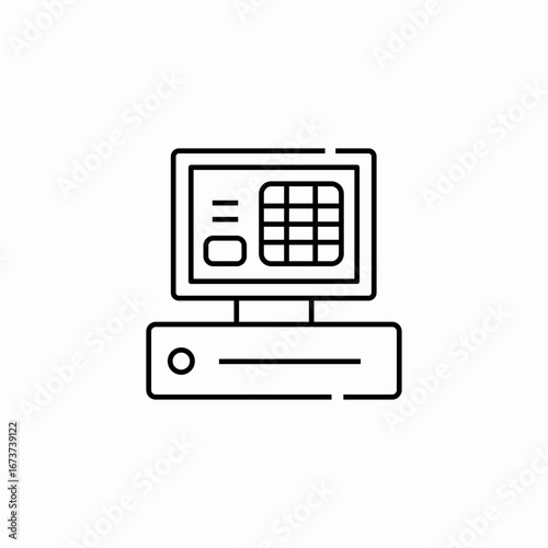 computer with cashier  icon sign vector