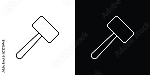 Wooden mallet icons. simple, stroke, black icons