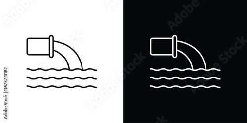 Waste water icons. simple, stroke, black icons