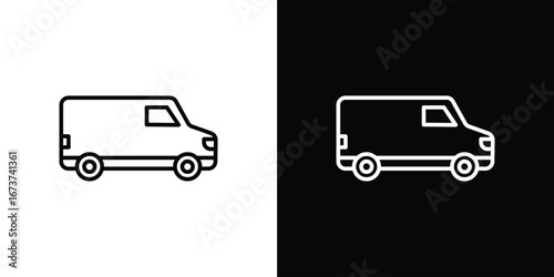 Van icons. simple, stroke, black icons