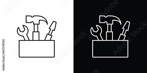 Toolbox icons. simple, stroke, black icons
