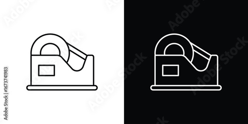 Tape dispenser icons. simple, stroke, black icons