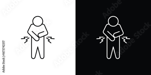 Stomachache icons. simple, stroke, black icons