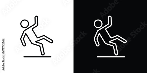 Slippery floor icons. simple, stroke, black icons