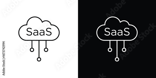SaaS icons. simple, stroke, black icons