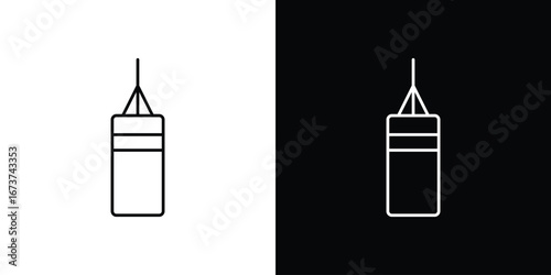 Punching bag icons. simple, stroke, black icons