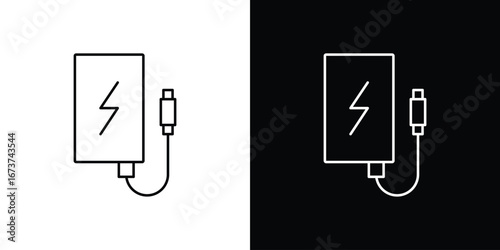 Power bank icons. simple, stroke, black icons