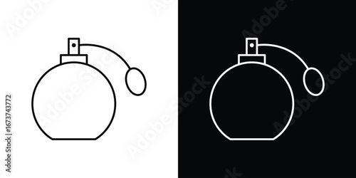 Perfume bottle icons. simple, stroke, black icons