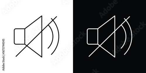 Mute sound icons. simple, stroke, black icons