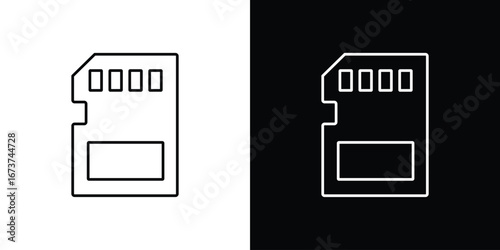 Memory card icons. simple, stroke, black icons