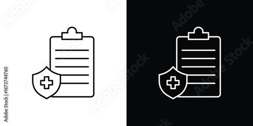 Medical insurance icons. simple, stroke, black icons
