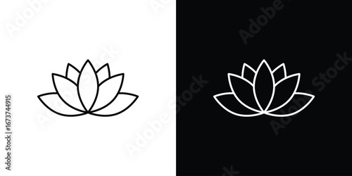 Lotus icons. simple, stroke, black icons