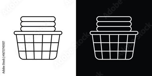 Laundry basket icons. simple, stroke, black icons