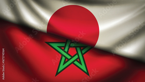 maroc and japan flag fusion design