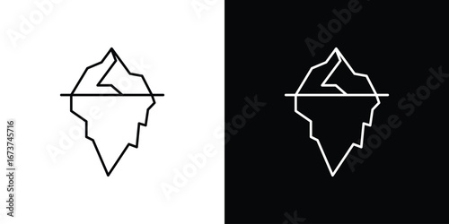 Iceberg icons. simple, stroke, black icons