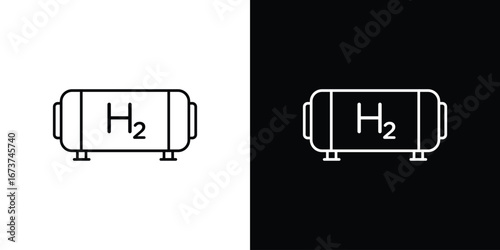 Hydrogen gas tank icons. simple, stroke, black icons