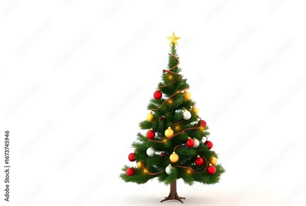 Fototapeta premium Christmas tree on white background