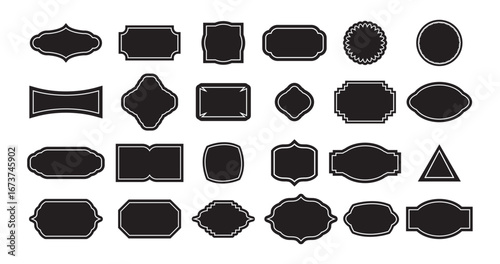 set of black and white labels, frames and frames