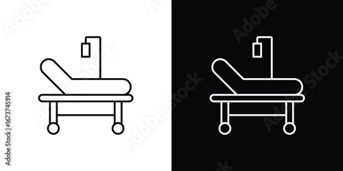 Hospital bed icons. simple, stroke, black icons